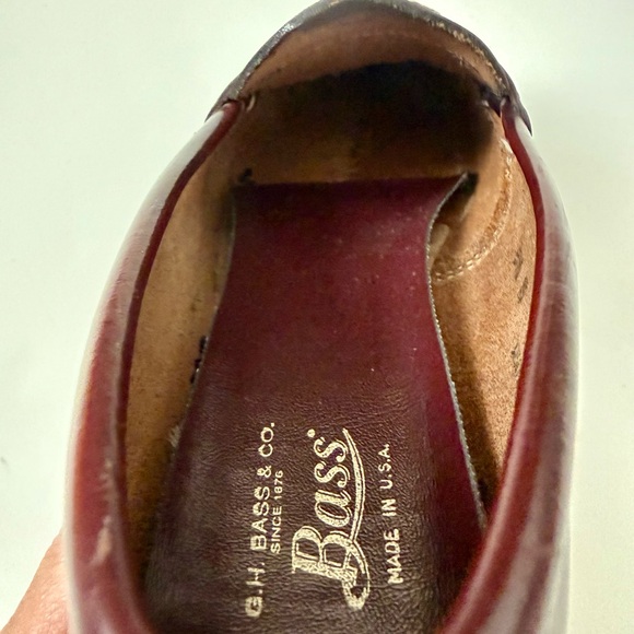 GH Bass Weejuns Vintage Penny Loafers Wine Leather Made in USA 5.5 - Picture 4 of 9